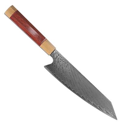 China Viable Manufacturing Price 8.5Inch Chef's Knife Group of Ten Rosewood Cupronickel Handle Damascus Steel Kitchen Knife for sale