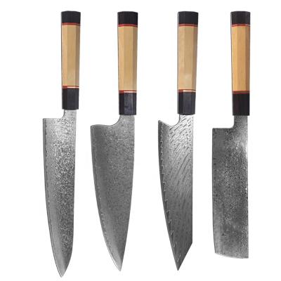 China Sustainable Steel Damascus Kitchen Ebony Cupronickel Group Of Ten Handle Knife for sale