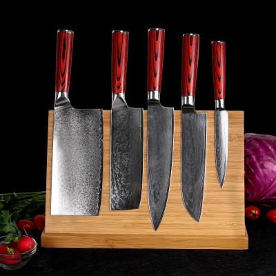 China OEM/Wholesale Stocked Japanese Steel Damascus Kitchen Knife Set 5pc Cut Knives Professional Handmade G10 Handle for sale