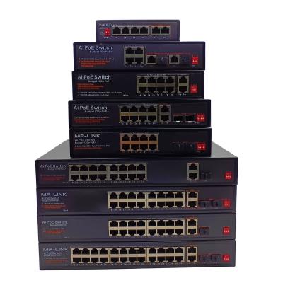 China Security System Factory Oem/odm Poe Switch 4 8 16 24 Port 100/1000m Ethernet Fiber Switch Poe Gigabit With 2 Uplink Rj45 Ports for sale