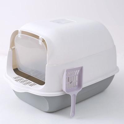 China New Viable Wholesale Cat Litter Box Closed Litter Pan Hooded Cat Toilet Eco-Friendly Self Cleaning Scoop for sale