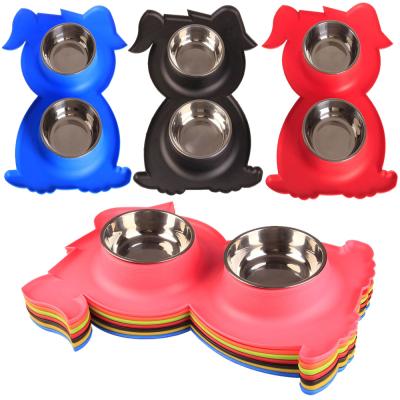 China Double Detachable Stainless Steel Detachable Warmer Suppliers Dog Cat Dog Rice Pet Bowl With Plastic for sale