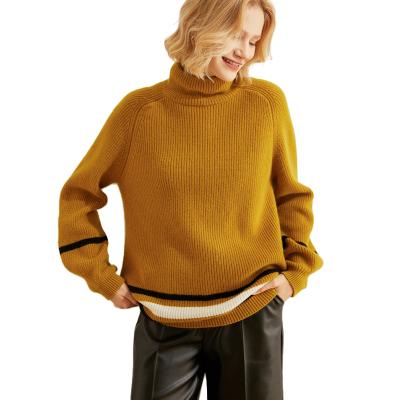 China 2022 New Ladies Breathable Custom Round Neck Cashmere Striped Sweater for sale