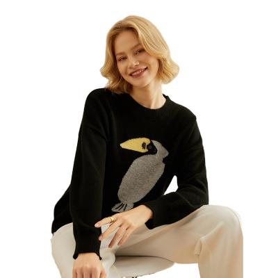 China 2022 New Ladies Breathable Cartoon Custom Jacquard Knit Cashmere Sweater for sale