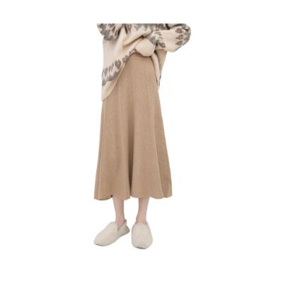 China Factory Customized Women's Breathable Autumn And Winter Swapping Solid Color Elegant Twist Knitted A-line Skirt for sale