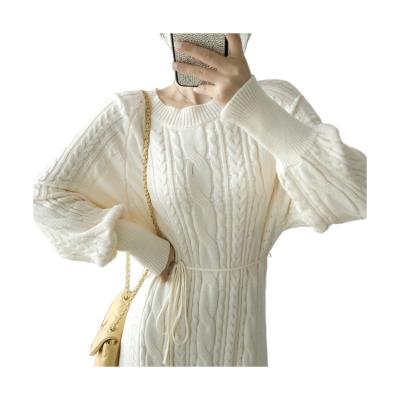 China 2021 breathable the new Korean version of the long sleeve dress high collar retro twist knit base sweater skirt for sale