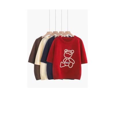 China China Factory Seller High Quality Breathable Turtle Neck Bear Cartoon Short Sleeve Sweater for sale