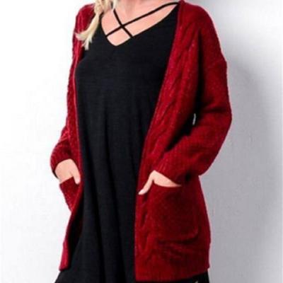 China Long Knitting Anti-pilling Cardigan Women Breathable Lady Plus Size Sweater Coat for sale