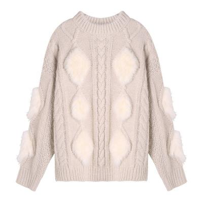 China Women Loose Pullover Sweater Round Neck Style Anti-pilling Style Anti-pilling Long Sleeve Knitted Ladies Fancy Sweater for sale