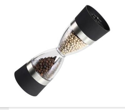 China Hot Selling Sustainable Handed 2-in-1 Dual Salt and Pepper Mill Set Adjustable Ceramic Sea Salt Grinder and Pepper Grinder Set for sale