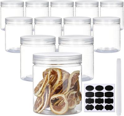 China Stackable Plastic Lids BPA Free 16oz Freshness Preservation 16oz Clear Jars w/Domed Canisters For Bathroom & Kitchen Dry Goods Storage for sale