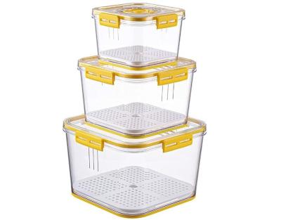 China New Freshness Preservation Stackable Refrigerator Storage Food Container With Drain Removable Tray Refrigerator Organizer Bins Food Storage Containers Set for sale