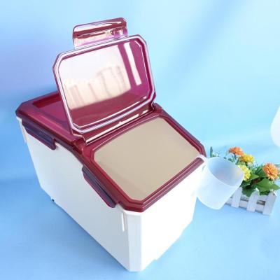 China Other New Design Easy Bases Pantry Food Storage Container With Wheels 10kg Airtight Dog Cat Food Storage Bin for sale