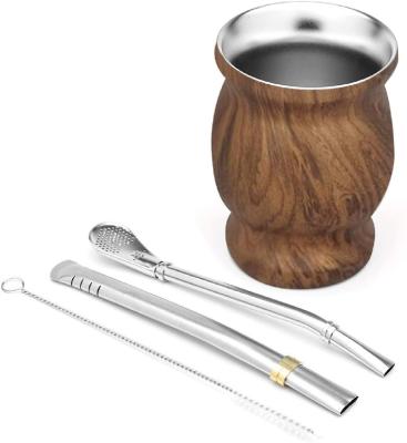 China Viable Hot Selling Yerba Mate Set Includes Two Bombilla Mate Double-Wall Yerba Mate Gourd And Brush Stainless Steel for sale