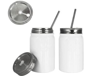 China Hot Sale Viable Blank 17oz Stainless Steel Mason Cup Stainless Steel Straw and Cover Sublimation Waterproof Blank Mason Jar Tumbler for sale