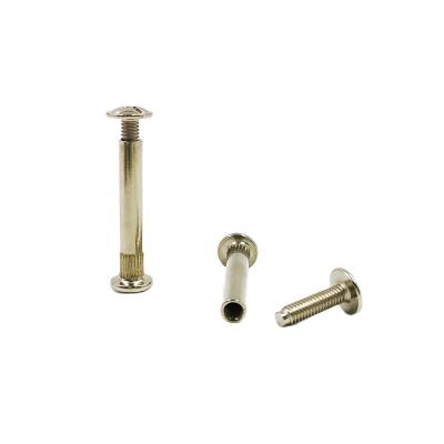 China Flat Factory Wholesale Furniture Connecting Plating Nickel Screw Male Female Chicago Screw for sale