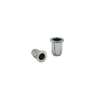 China Full Hex Head Hexagon Rivet Head Nuts Open End Extracting External Nut Full Body Flat Steel Knurled Knurled Nut for sale