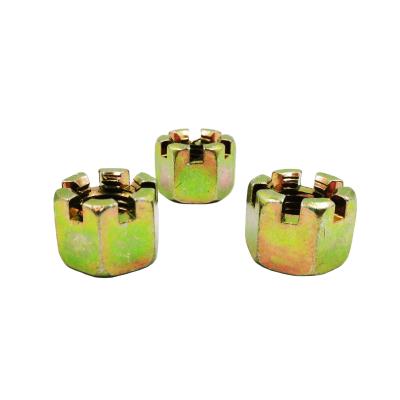 China DIN935 Industry General Type Yellow Galvanized Castle Nut One M20 Hexagonal Slotted Nuts Hex Castle Nut for sale