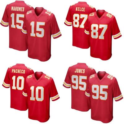 China Breathable Wholesale Kansas City Chief Stitched American Football Jersey Men's USA Red Football Team Uniform #15 Mahomes #87 Kelce for sale