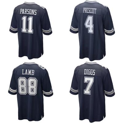 China Dallas City Team Club Uniform Custom QUICK DRY Quilted American Football Jersey Cowboy Prescott 88 Game 4 Navy Prescott 88 Game 4 Lamb 21 Elliott for sale