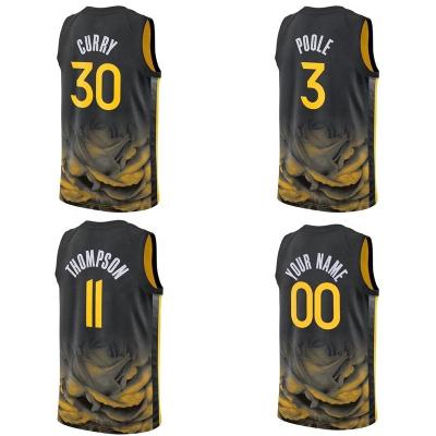 China Wholesale Antibacterial Mens Golden State Warrior Tank Top Stitched Basketball Uniforms Curry #30 #3 Poole High Quality Basketball Tank Tops for sale