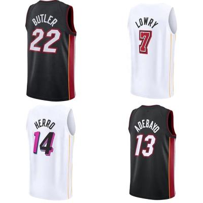 China New Wholesale Miami City Wade Heat Basketball Jersey High Quality Number 3 Antibacterial 13# Adebayor 22# Jim Butler Pink Blue Tank Top for sale