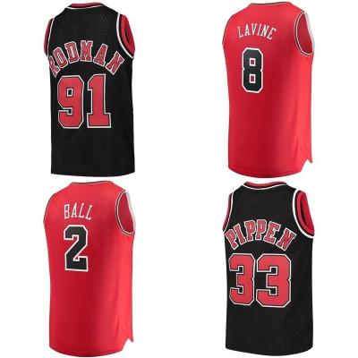 China Breathable Wholesale Cheap China Custom Embroidered Chicago City Bull #91 Bullseye #2 Ball Basketball Jerseys Sports Team Uniform for sale