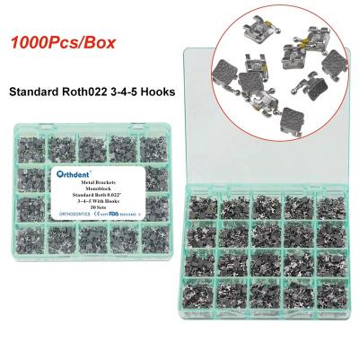 China 1000Pcs/Box 022 345 Lab Bracket Metal Monoblock Roth Standard Dental Orthodontic Braces Brackets Sandblasting Base Dentist Materials for sale