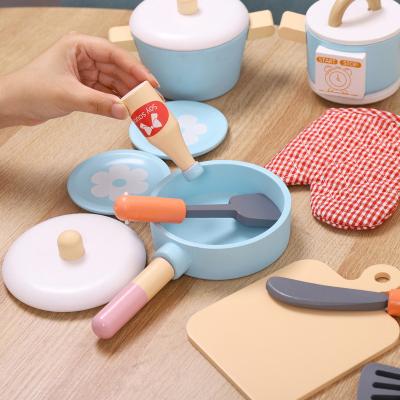 China Wooden Toy Happy Kitchen Toys Cooking Simulation Set Small Kitchen Tableware Boys And Girls Mini Kitchen Toy Set Kids Children Birthday Gift for sale