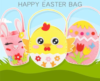 China Fasionable New Arrival Hot Sale DIY Easter Bunny Bucket Basket Bag With Handle Gift For Kids Candy Bags Egg Hunt for sale