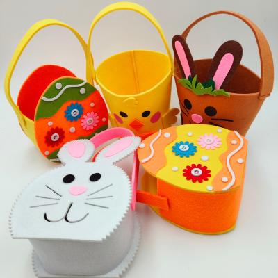 China JW018 Whole Fabric Sale Easter Basket Bag Decoration Rabbit Bunny Bucket With Handle Gift For Kids Candy Bags Felt Fabric for sale