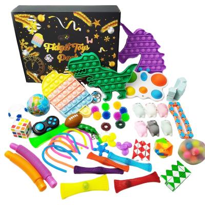 China Eco-friendly Decompression Amazon 2022 Hot Selling Anti Stress Toys Fidget Advent Calendar Sensory Fidget Toys Set 50pcs Bubble Noise Fidget Toys For Kids for sale