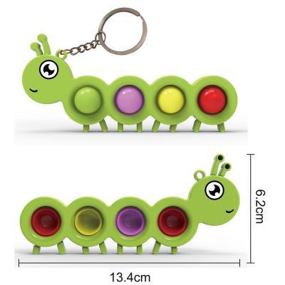 China Kids Learning 2021 Hot Sale Noise Caterpillar Key Chain ABS Silicone Trigger Hand Toys for Kids Adults and Special Needs for sale