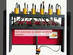 Semi-automatic six-station punching machine