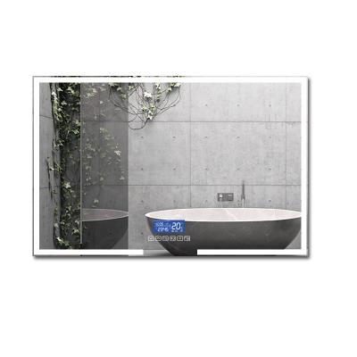 China Illuminated LED Light Backlit Touch Screen Wall Smart Bathroom Mirror with BT Speakers for sale