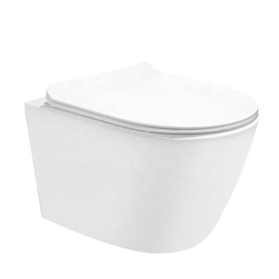 China Modern Nordic Ceramic CE European Health Certification Double-Flow Ware Pulse Wall Hung Rimless One-Piece Toilet Bowl for sale