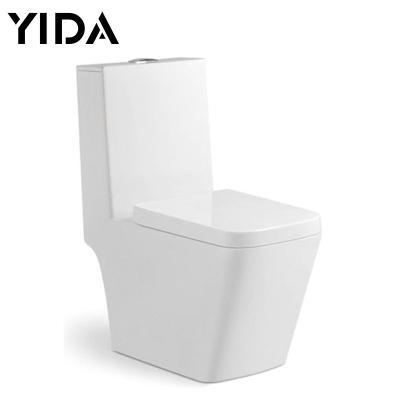 China Double-Flow Square Washdown Ceramic Bathroom Sanitary Ware Toilet 100mm Drain for sale