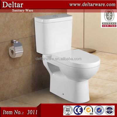 China Automatic Two Holes Side Operation Toilet WC , Side Water Inlet Two Piece Toilet for sale