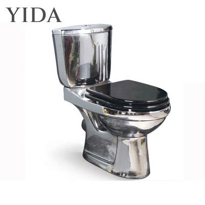 China Automatic operation silver color toilet, electro-planting ceramic toilet, two-piece water closet for sale