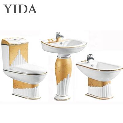 China Sanitary Automatic Operation Chaozhou WC Toilet , Long Time Warranty Yellow Color Toilet Bowls for sale