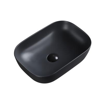 China Factory Wholesale Industrial Various Colors Ceramic Wash Basin, Matte Black Bathroom Basin Sink Rectangular for sale