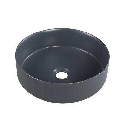 China Industrial Hot Sale Colorful Small Ceramic Sink, Matte Gray Round Bathroom Vessel Sink for sale