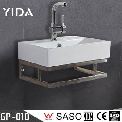 China Wall-hung Bathroom Hand Wash Rectangular Wall Mounted Wash Basin for sale