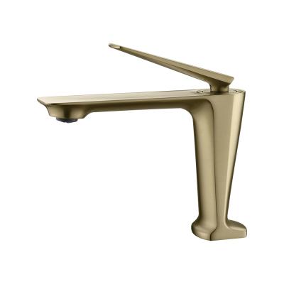 China 2021 Modern Factory New Launch Hot And Cold Water Single Hole Gold Bathroom Sink Faucet for sale