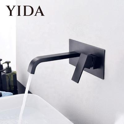 China Contemporary Brass Wall Mount Bathroom Bar Sink Vanity Matte Black Faucets for sale