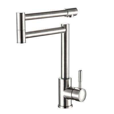 China Foshan SUS 304 Construction Special Tall Kitchen Faucet Nickel Single Handle Thermostatic Faucets 360 Degree Folding Design Brushed Long Kitchen Faucet for sale