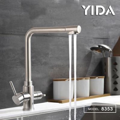 China Electric Sink Faucet Kitchen Faucets Two Handle Water Mouth Swirl Mixer And Taps Stainless Steel for sale