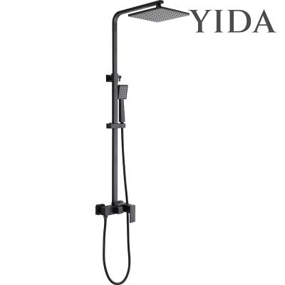 China With Slide Bar Rainfall Shower Set Pressure Square Black Shower Filter Head for sale