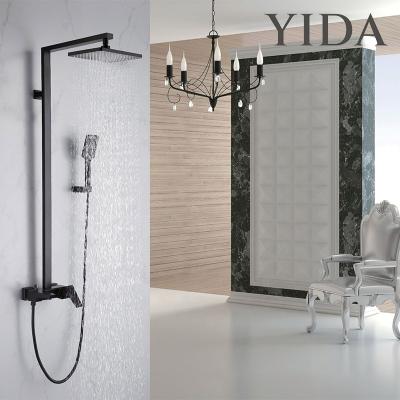 China With Matte Black Wall Shower Mixer Luxury Italian Black Shower Set Sliding Bar Pressure Shower Head for sale