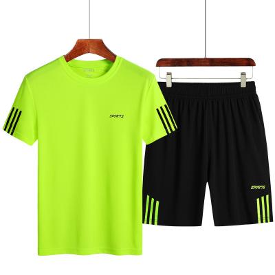 China Viable Wholesales Customized Fitness Oversized Short Sleeve Outdoor Mesh Breathable Running Men's T-Shirt Sets 2022 Men's 9XL T-shirt Sets for sale